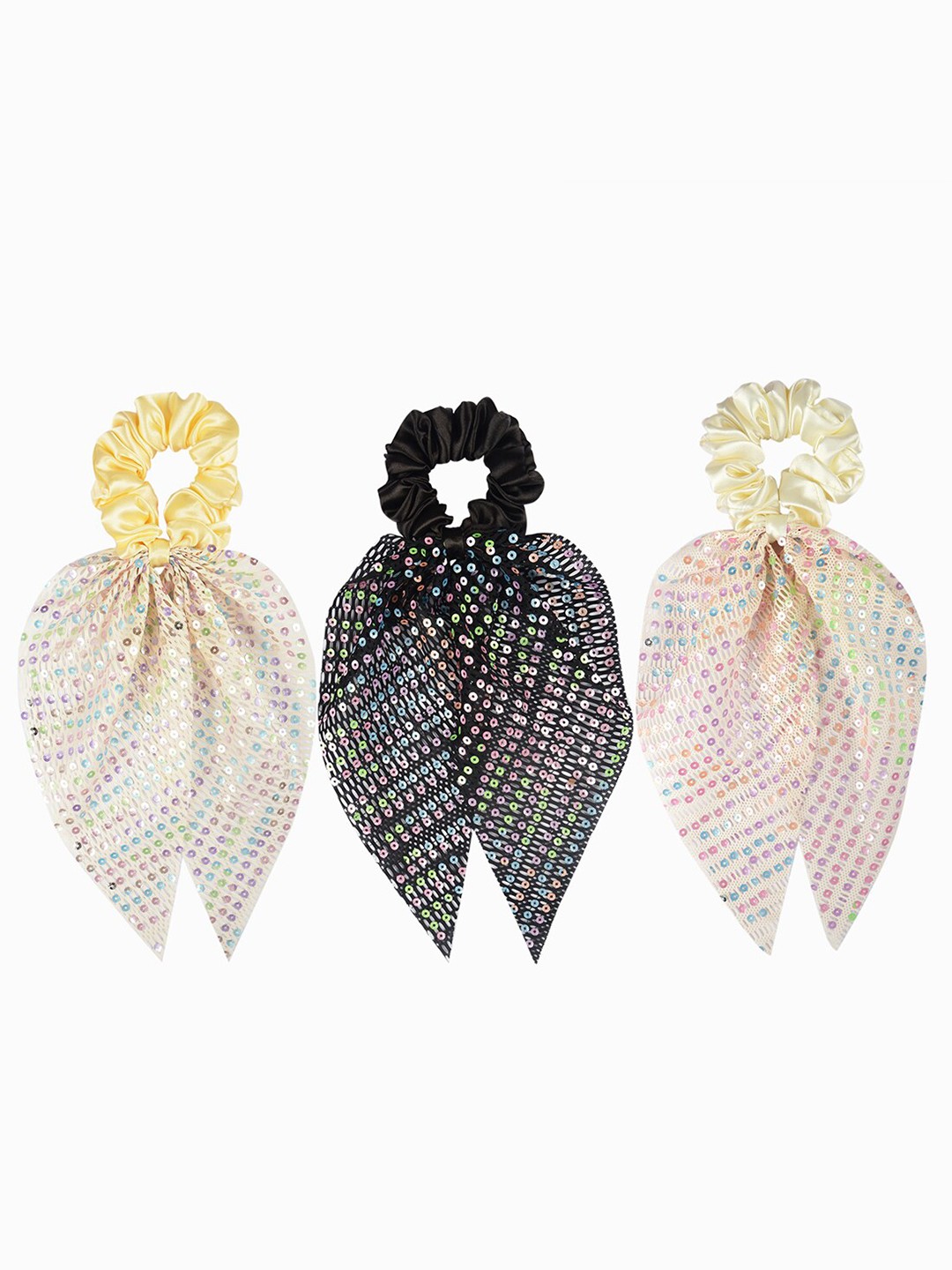 

Radhu & Kabby Women Set Of 3 Embellished Ponytail Holders Hair Accessory, Black