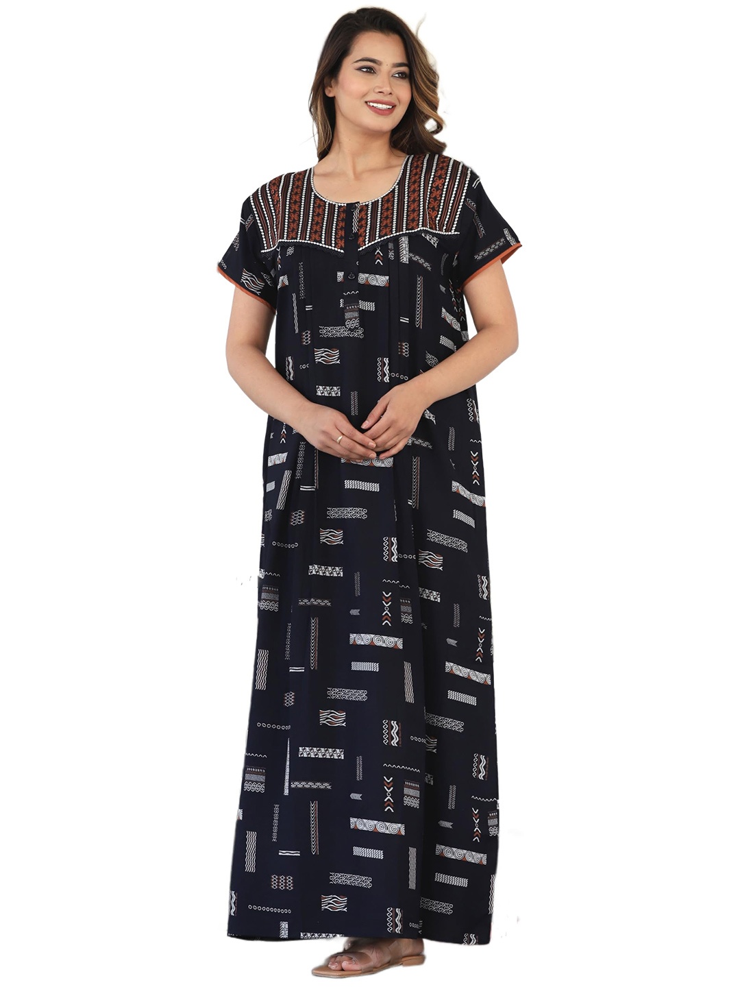 

G4Girl Printed Maxi Nightdress, Navy blue