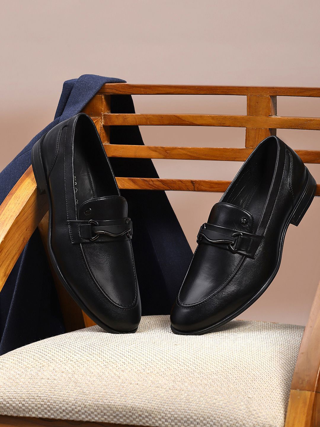 

Monte Carlo Men Round Toe Formal Leather Loafers, Black