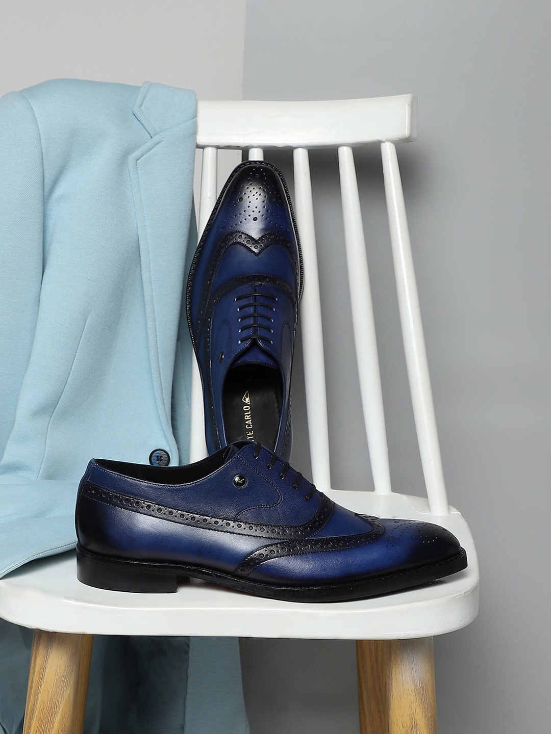 

Monte Carlo Men Formal Leather Brogues, Navy blue