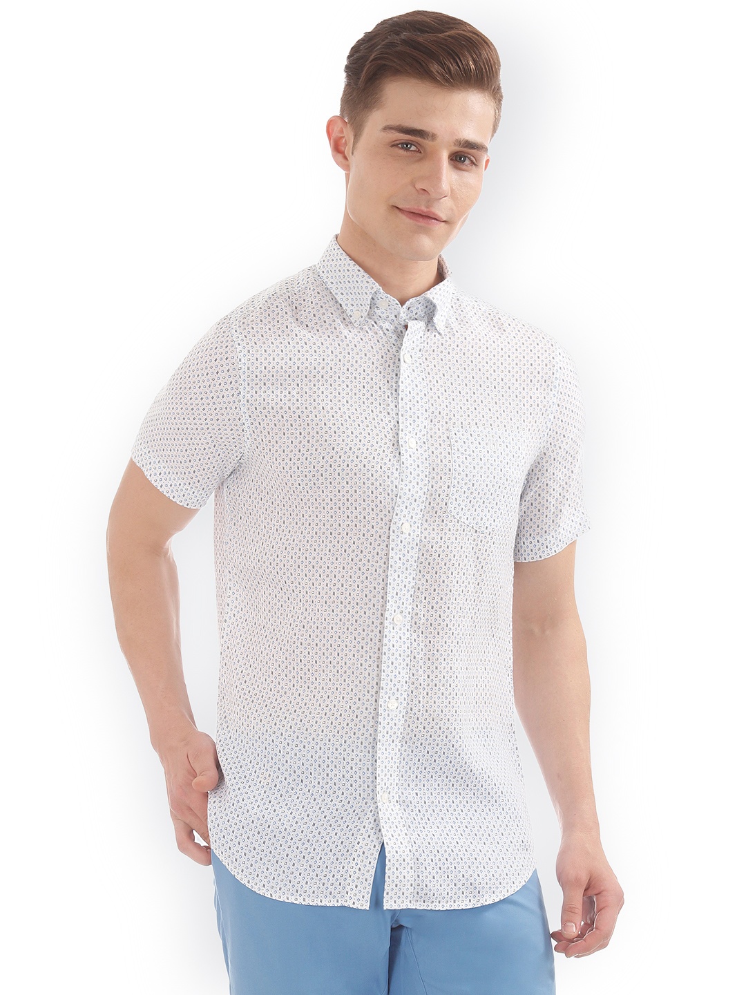 

GANT Men White Slim Fit Printed Casual Shirt