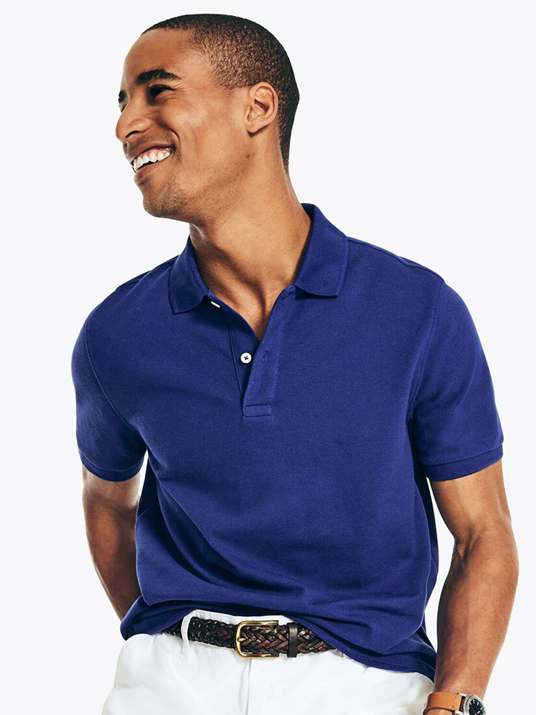 

BAESD Polo Collar Short Sleeves Cotton T-shirt, Blue