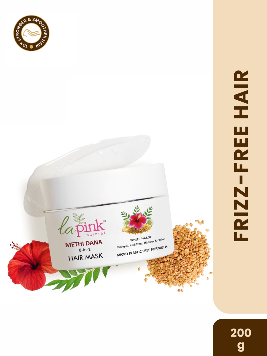 

La Pink Methi Dana 8-in-1 Hair Mask for Hair Fall Control & Hair Growth - 200g, White