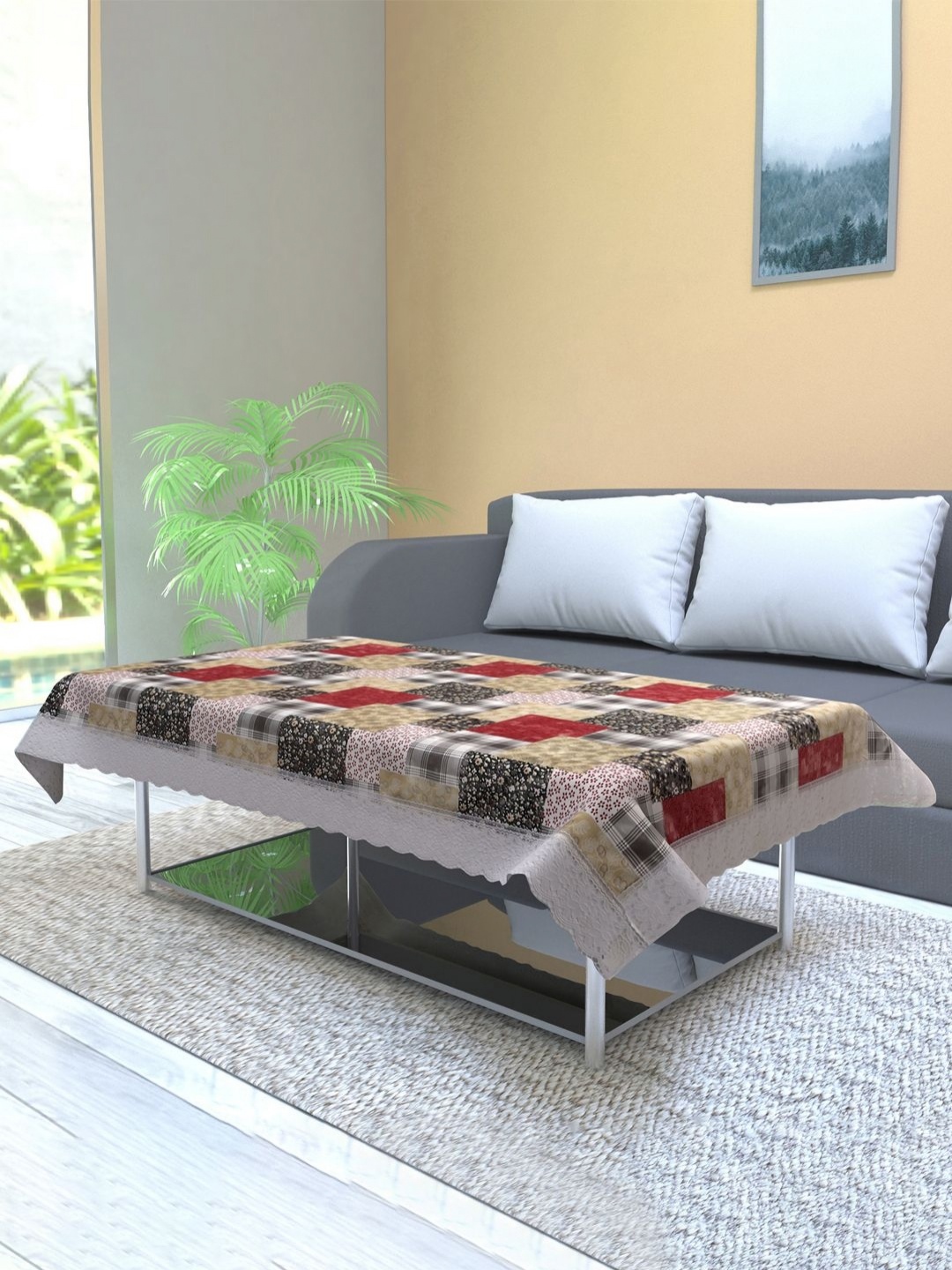 

Aura White & Black Floral Waterproof 4-Seater Rectangular Table Cover