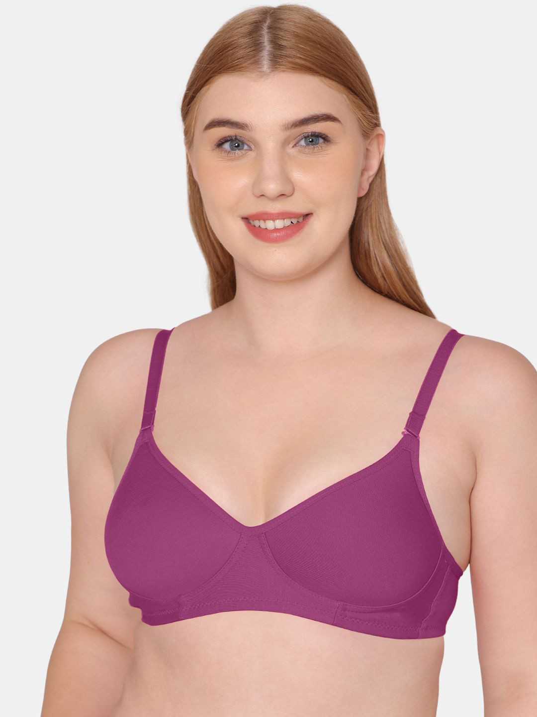 

KOMLI Full Coverage Lightly Padded Cotton T-shirt Bra With All Day Comfort, Purple