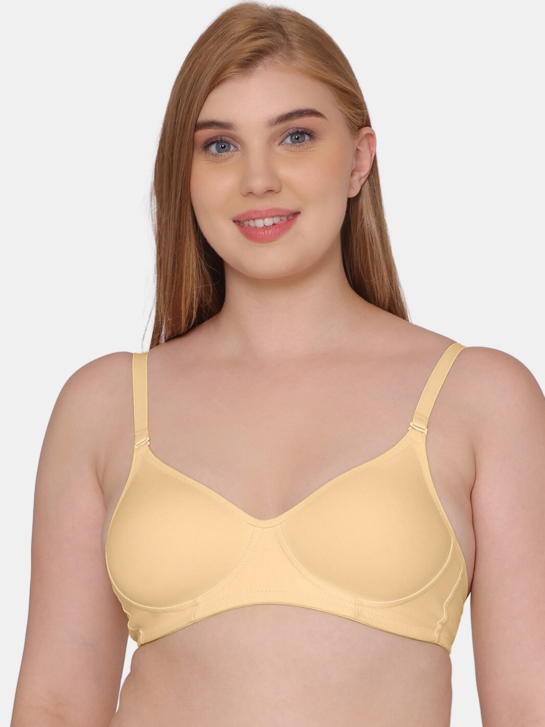 

KOMLI Full Coverage Lightly Padded Cotton T-shirt Bra With All Day Comfort, Beige