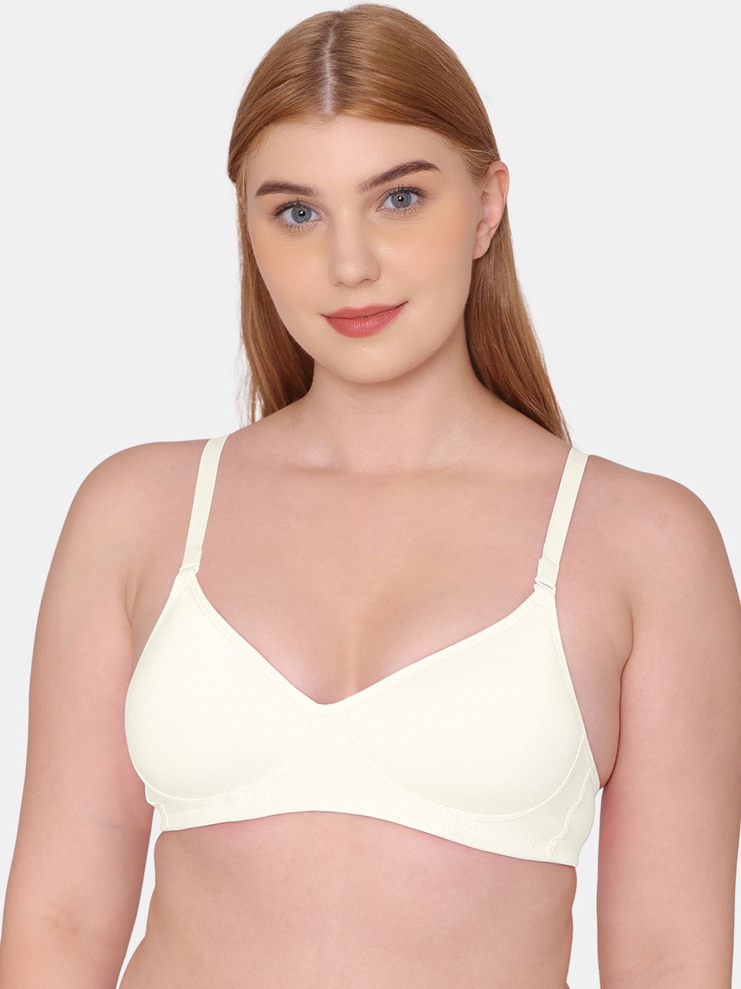 

KOMLI Full Coverage Lightly Padded Cotton T-shirt Bra- All Day Comfort, Off white