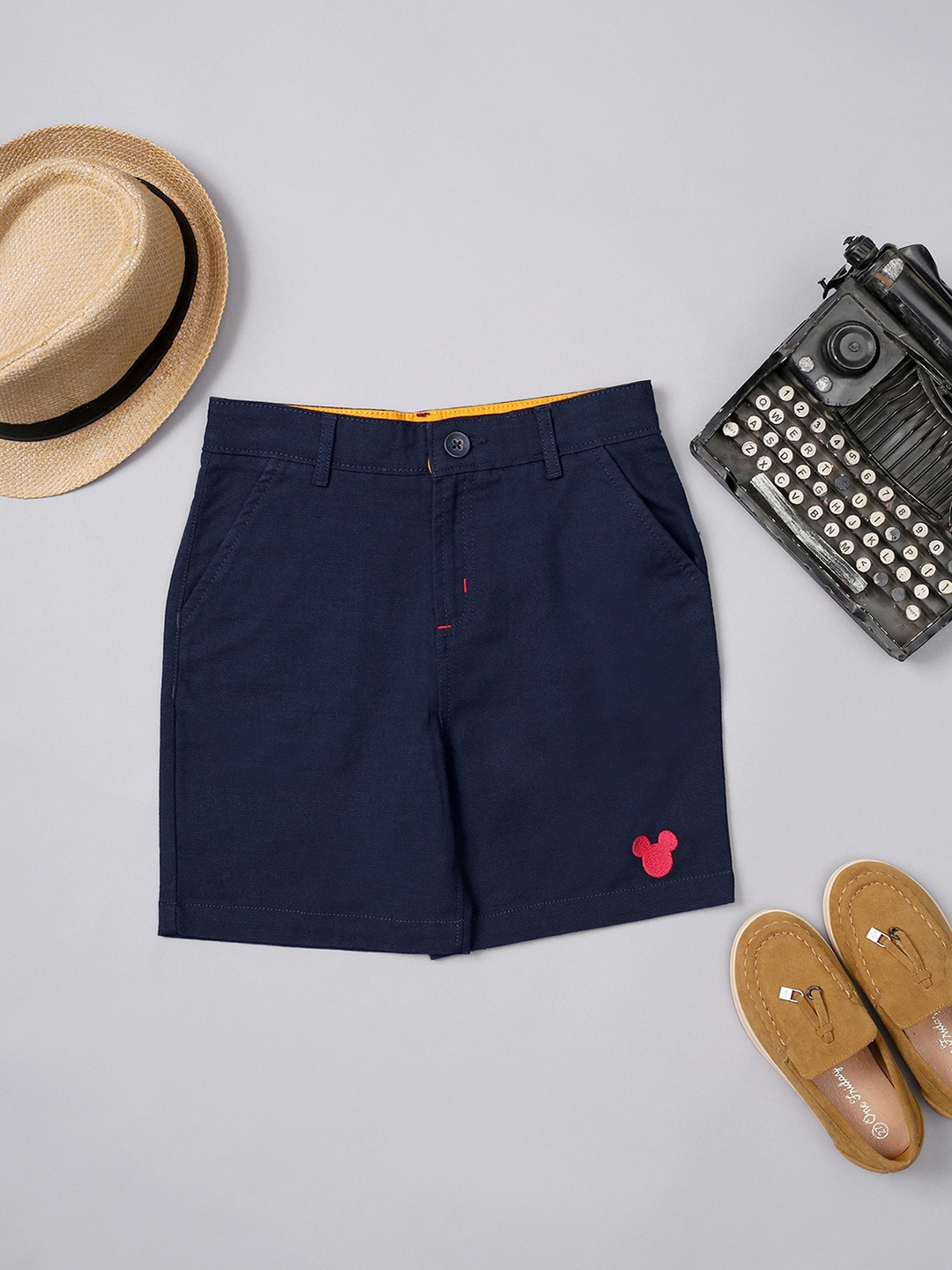 

One Friday Boys Mid-Rise Regular Fit Pure Cotton Casual Shorts, Navy blue