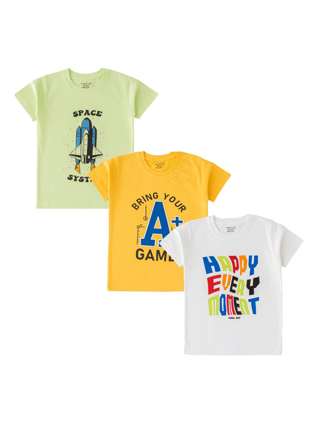 

Luke & Lilly Boys Pack Of 3 Printed Cotton T-shirt, Green