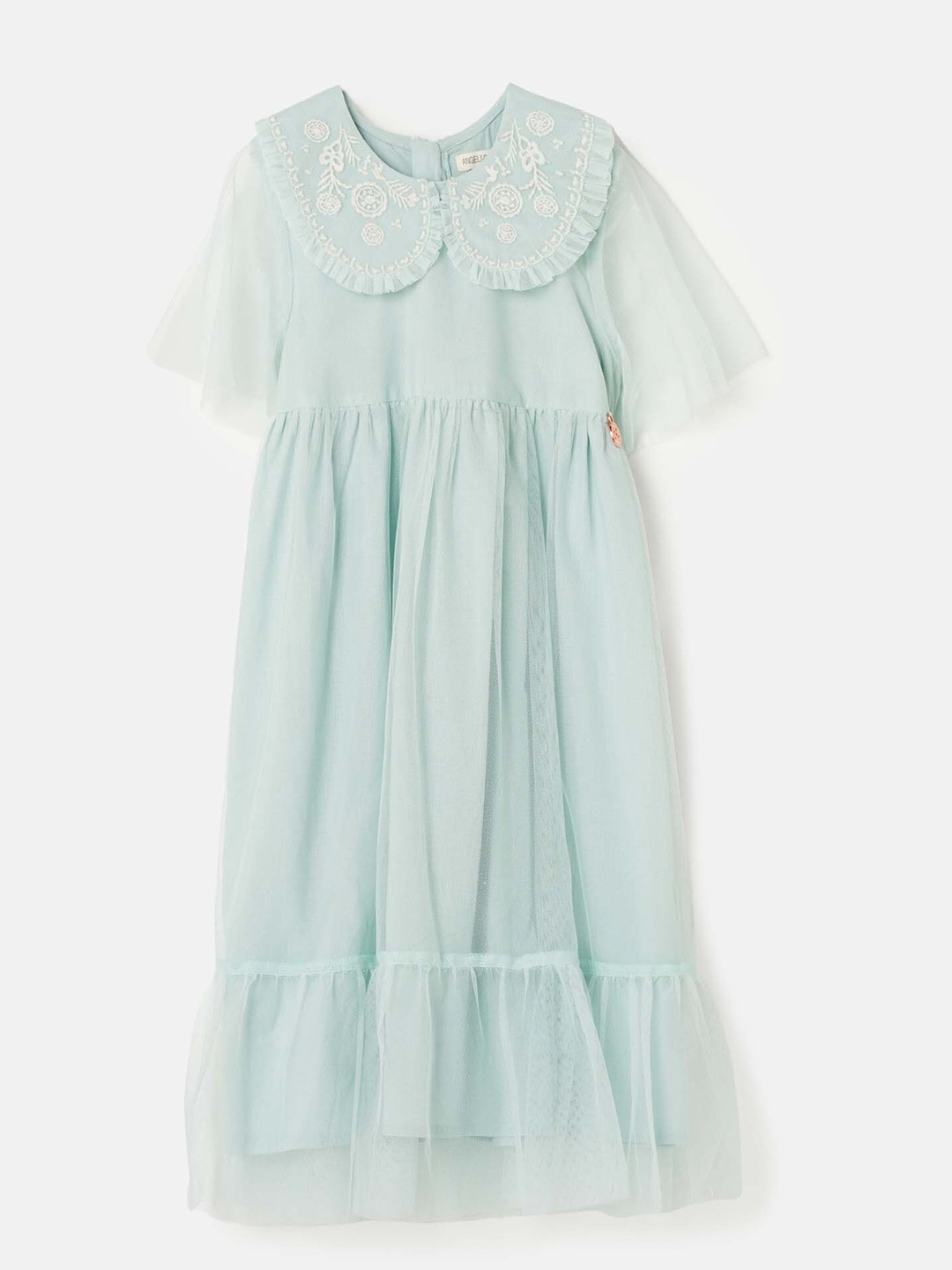 

Angel & Rocket Girls Embroidered Peter Pan Collar Maxi Dress, Blue