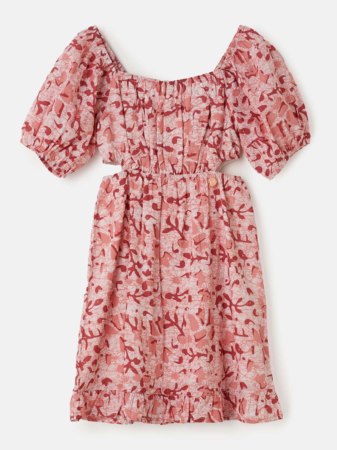 

Angel & Rocket Girls Floral Printed Puff Sleeve Fit & Flare Dress, Peach