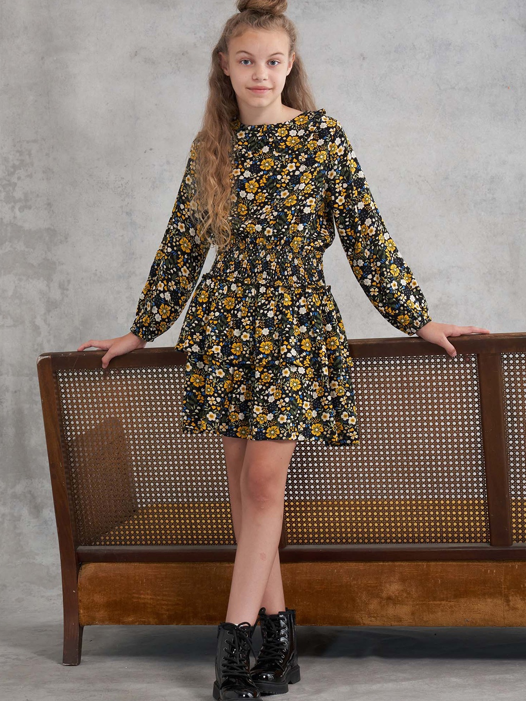 

Angel & Rocket Girls Floral Printed Fit & Flare Dress, Green