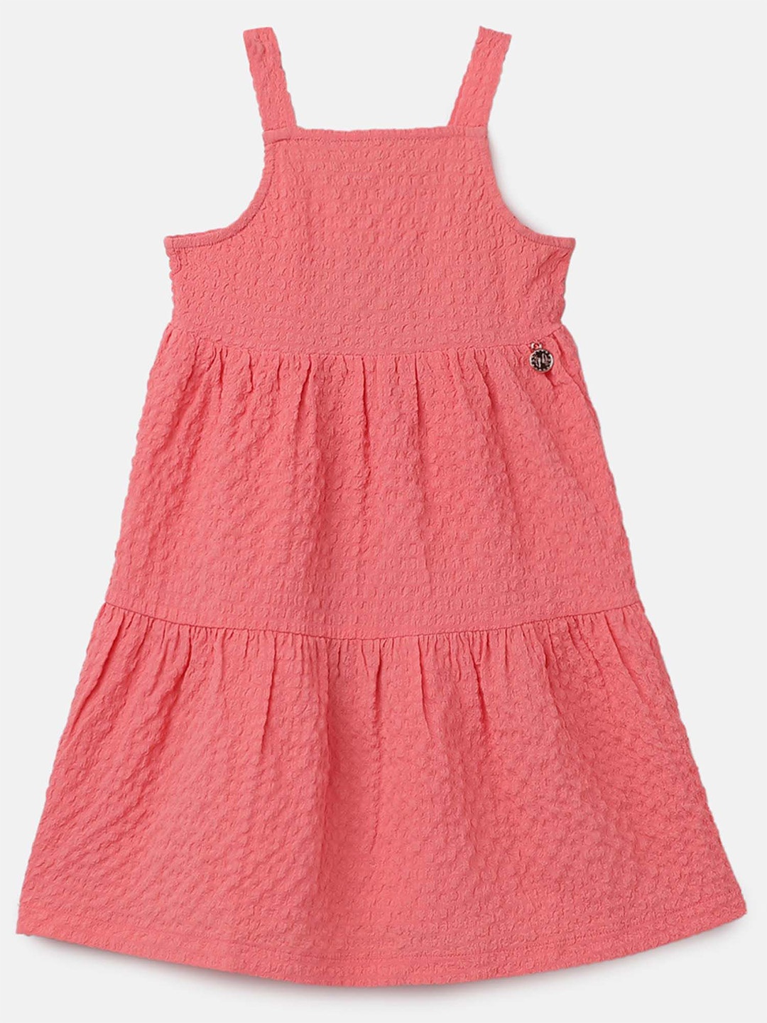 

Angel & Rocket Girls Self Design Shoulder Straps Pinafore Dress, Coral