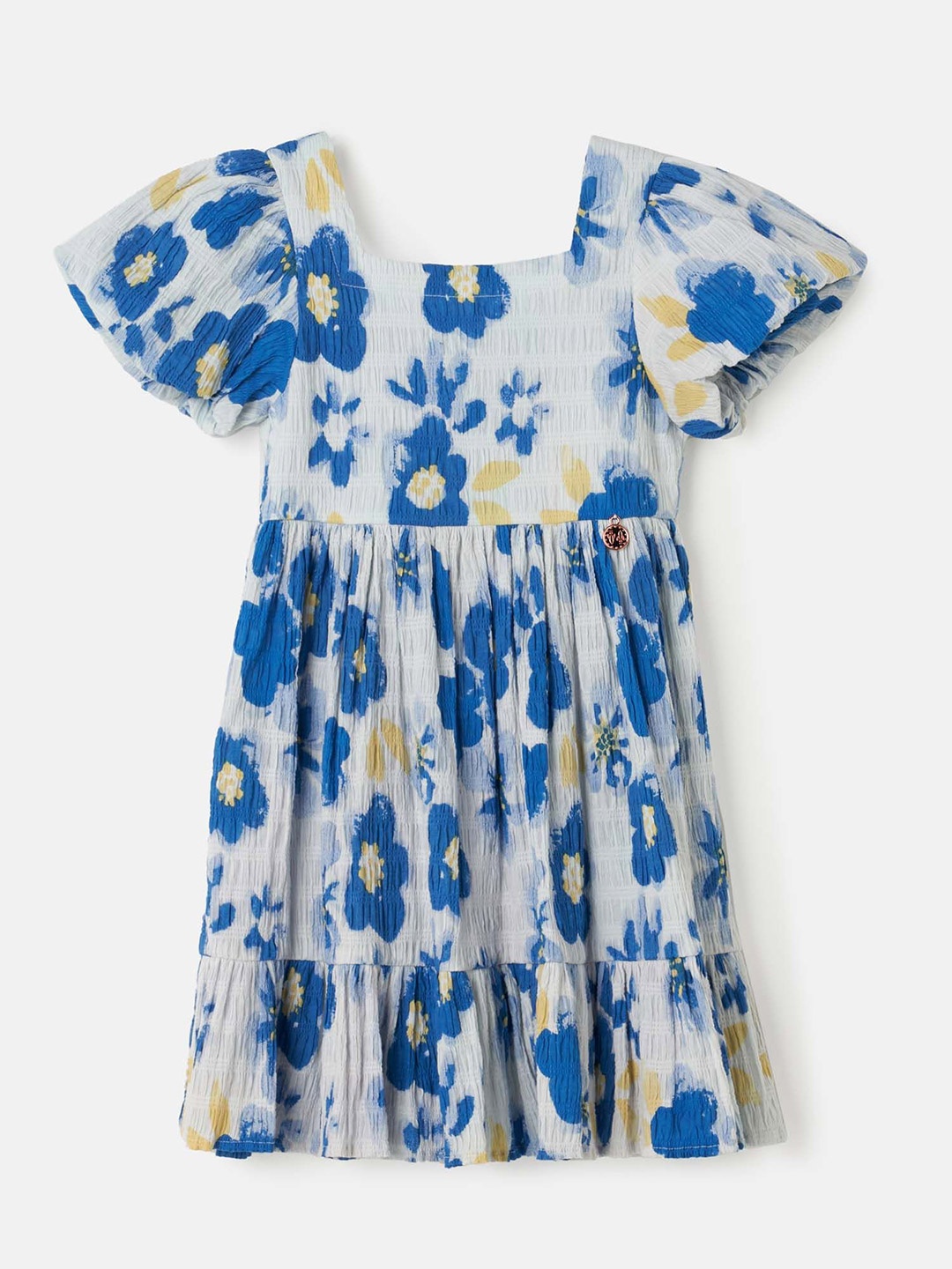 

Angel & Rocket Girls Floral Printed Square Neck Cotton Fit & Flare Dress, Blue