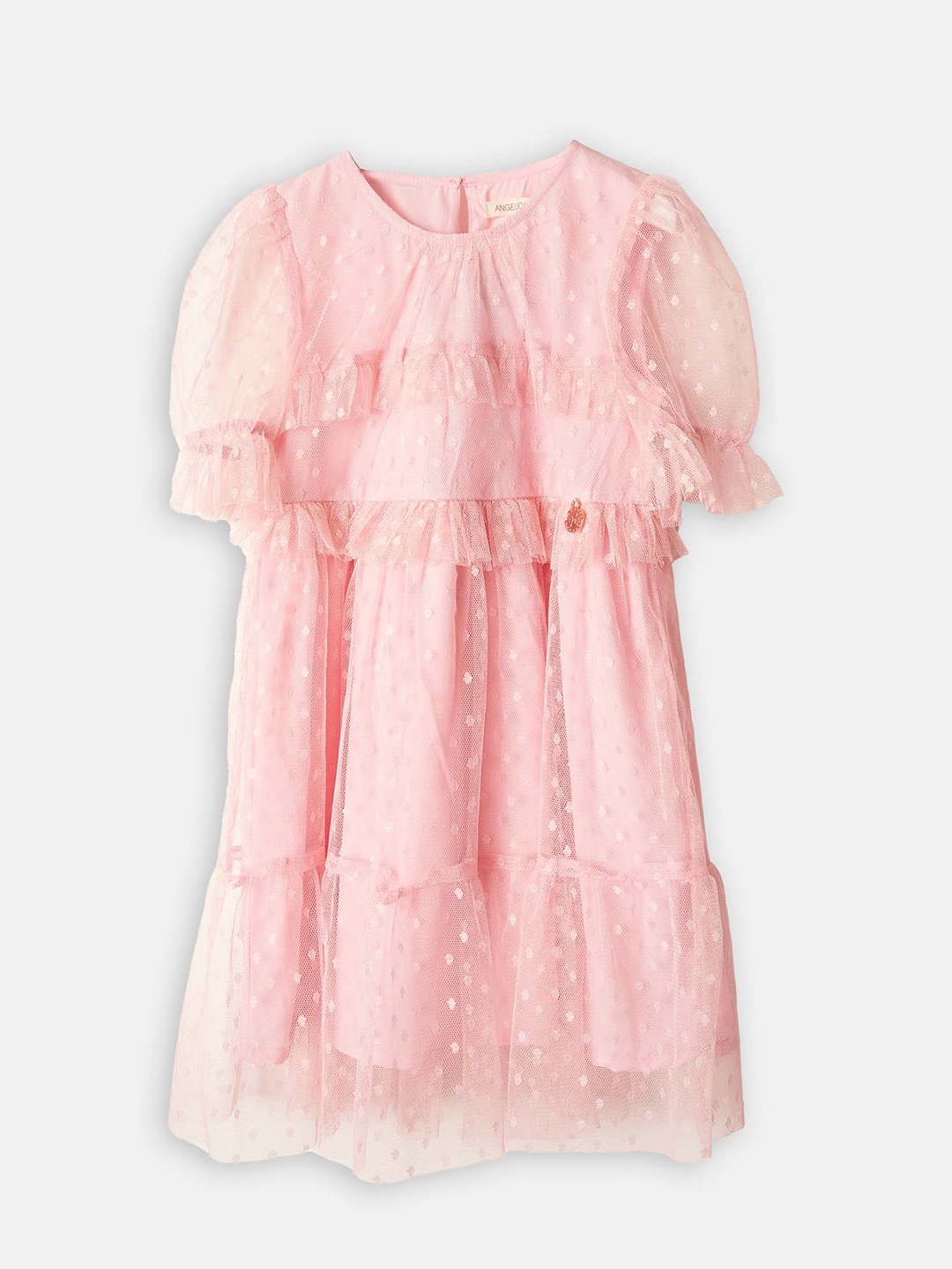 

Angel & Rocket Girls Self Design Ruffled A-Line Dress, Pink