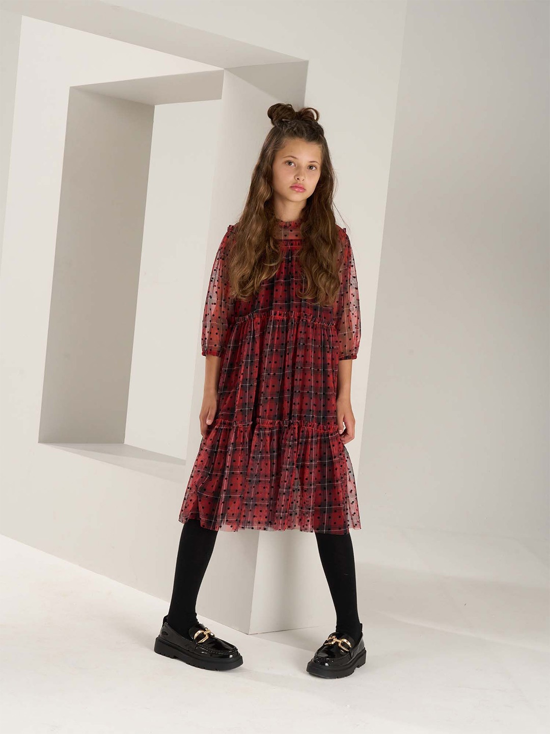

Angel & Rocket Girls Self Design A-Line Dress, Red