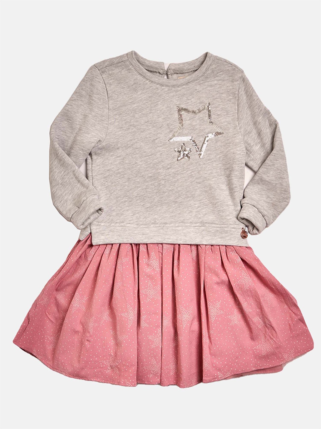

Angel & Rocket Girls Self Design Round Neck Fit & Flare Dress, Grey