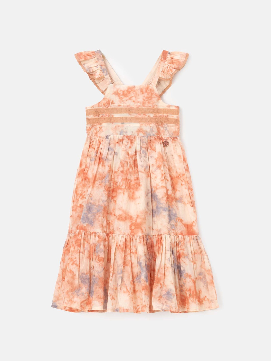 

Angel & Rocket Girls Tie & Dye Shoulder Straps Cotton A-Line Dress, Orange