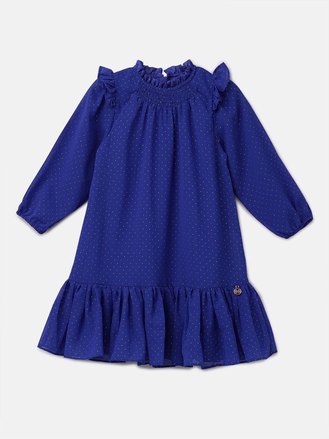 

Angel & Rocket Polka Dot Printed Puff Sleeve A-Line Dress, Blue