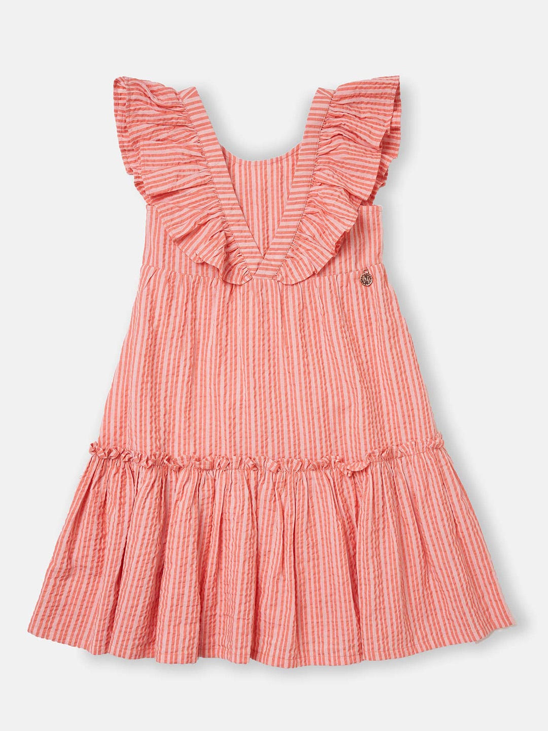 

Angel & Rocket Girls Self Design Cotton A-Line Dress, Coral