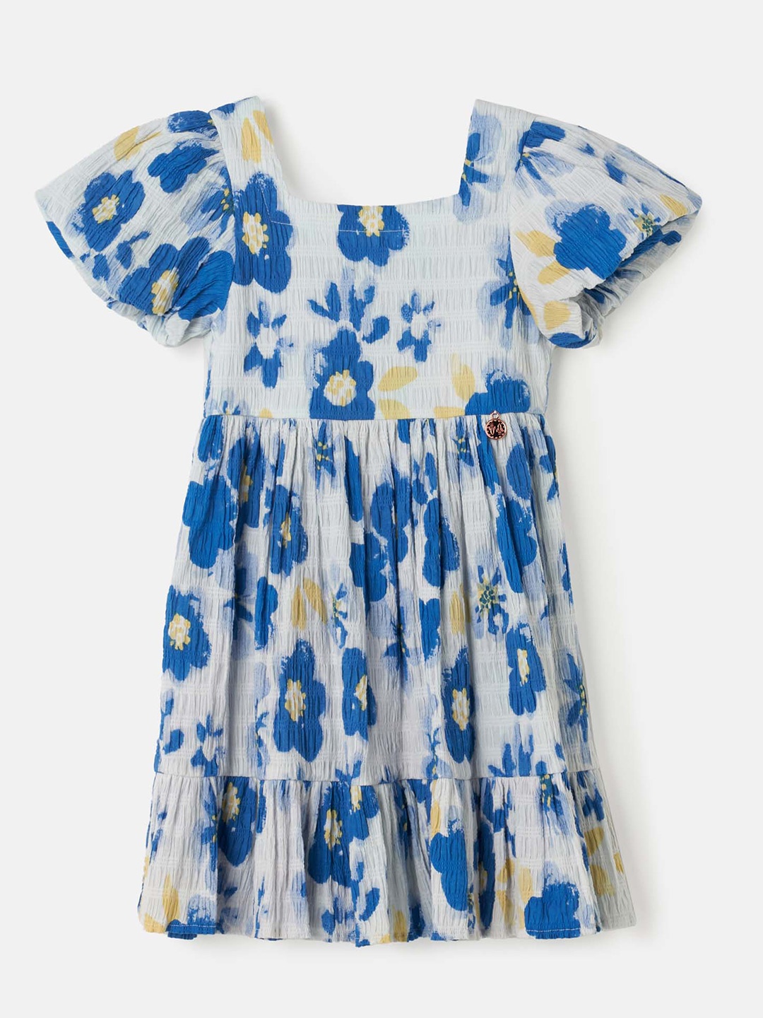 

Angel & Rocket Girls Floral Printed Cotton Puff Sleeve Fit & Flare Dress, Blue