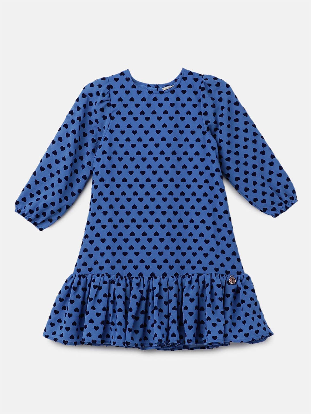 

Angel & Rocket Girls Polka Dot Print Puff Sleeves Drop-Waist Dress, Blue