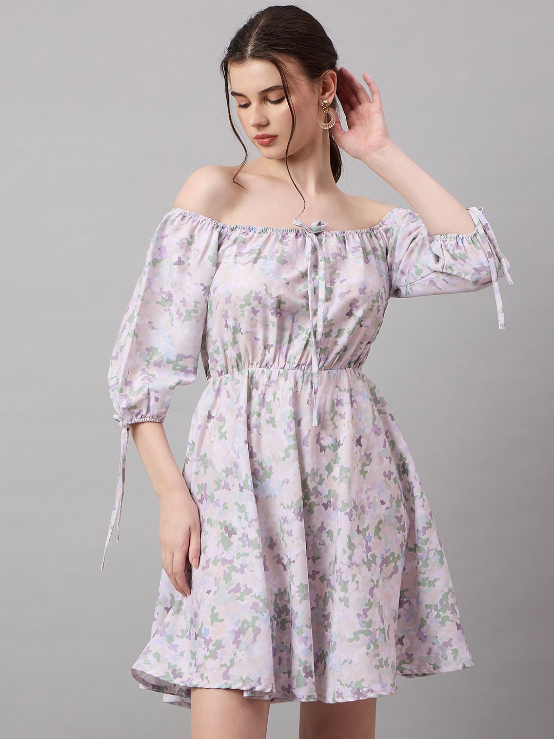 

Roadster Georgette Floral Mini Fit and Flare Dress, Purple