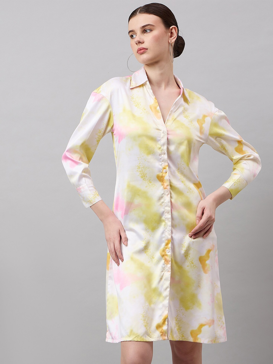 

Roadster Georgette Floral Above Knee A Line Dress, White