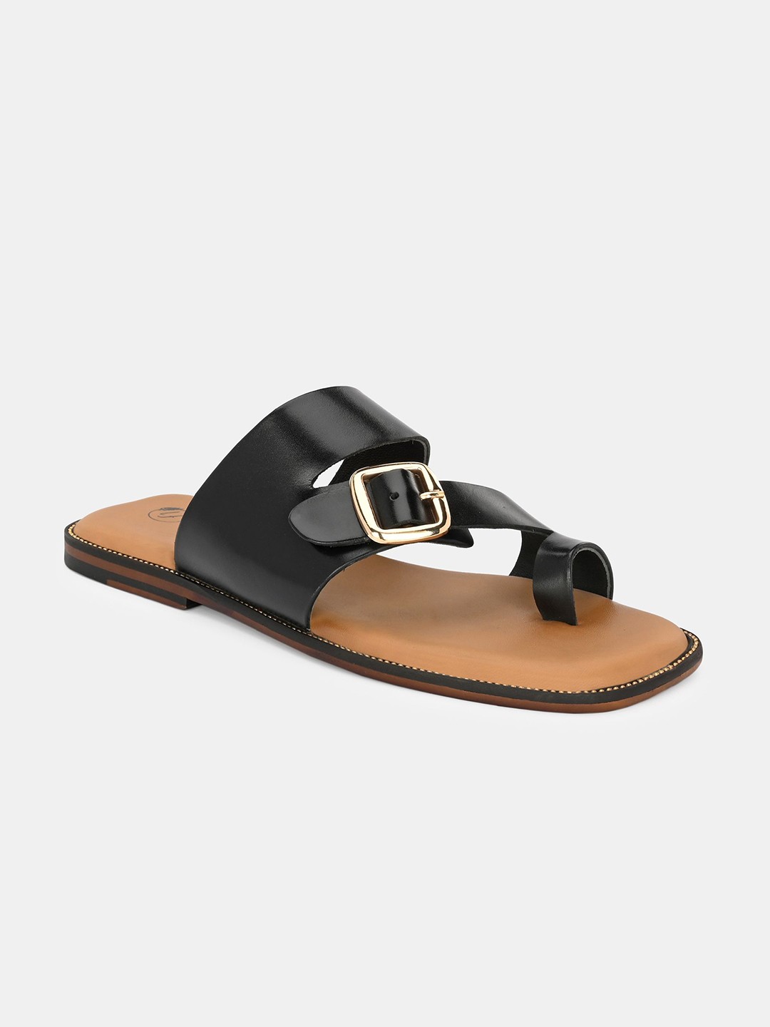 

Lafattio Men Leather Comfort Sandals, Black