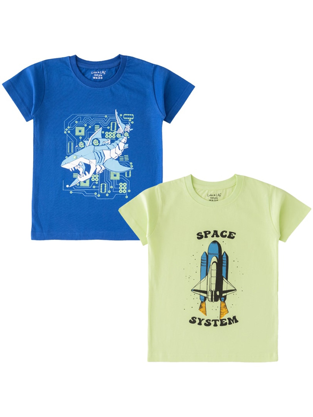 

Luke & Lilly Boys Pack Of 2 Printed Cotton T-shirt, Blue