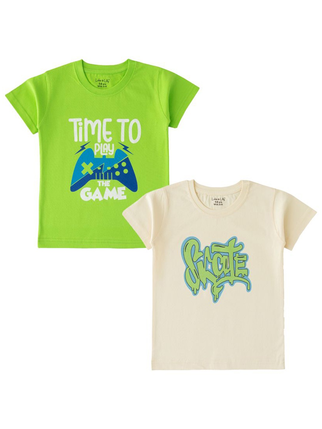 

Luke & Lilly Boys Pack Of 2 Typography Printed Cotton T-shirt, Green