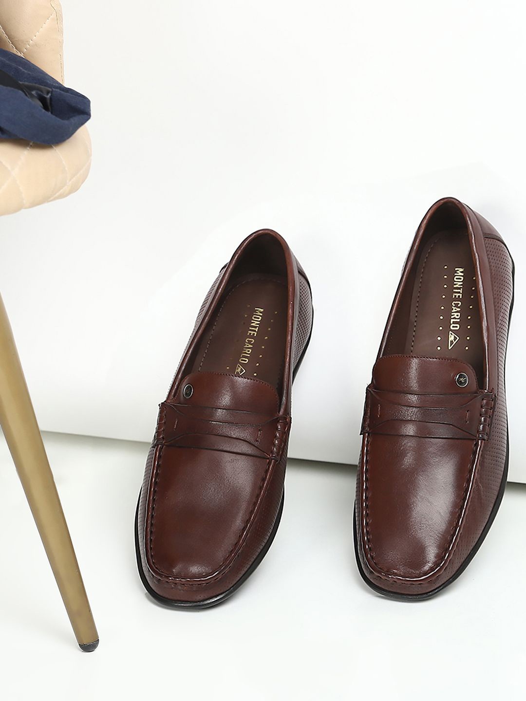 

Monte Carlo Men Leather Penny Loafers, Brown