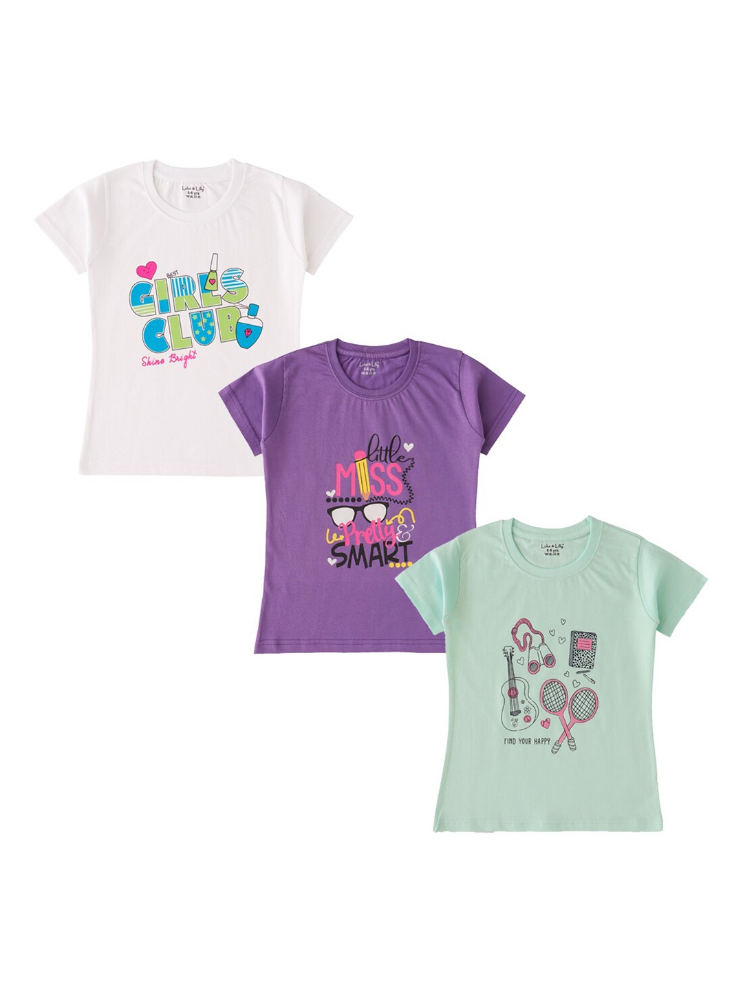 

Luke & Lilly Girls Typography 3 Printed T-shirt, Multi