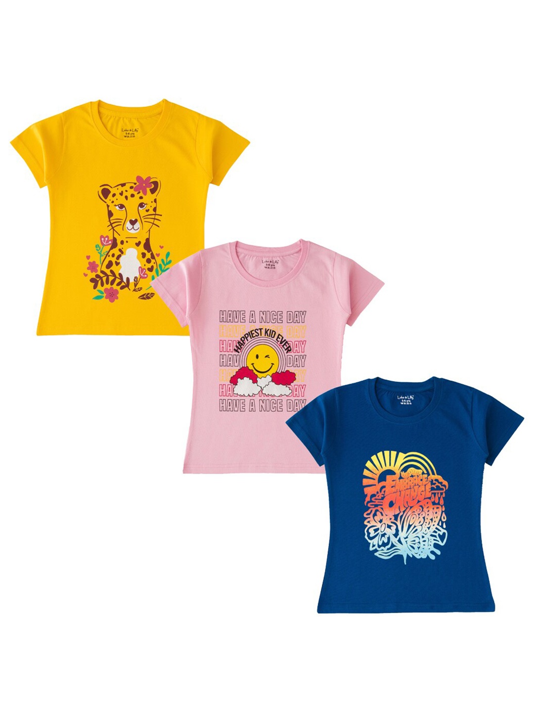 Luke & Lilly Boys Pack Of 3 Typography Printed Cotton T-shirt, Multi