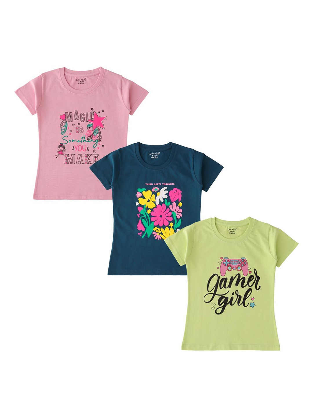 

Luke & Lilly Girls Pack Of 3 Printed T-shirt, Multi
