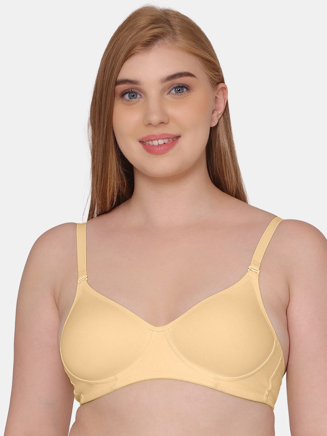 

KOMLI Full Coverage Lightly Padded Cotton T-shirt Bra With All Day Comfort, Beige