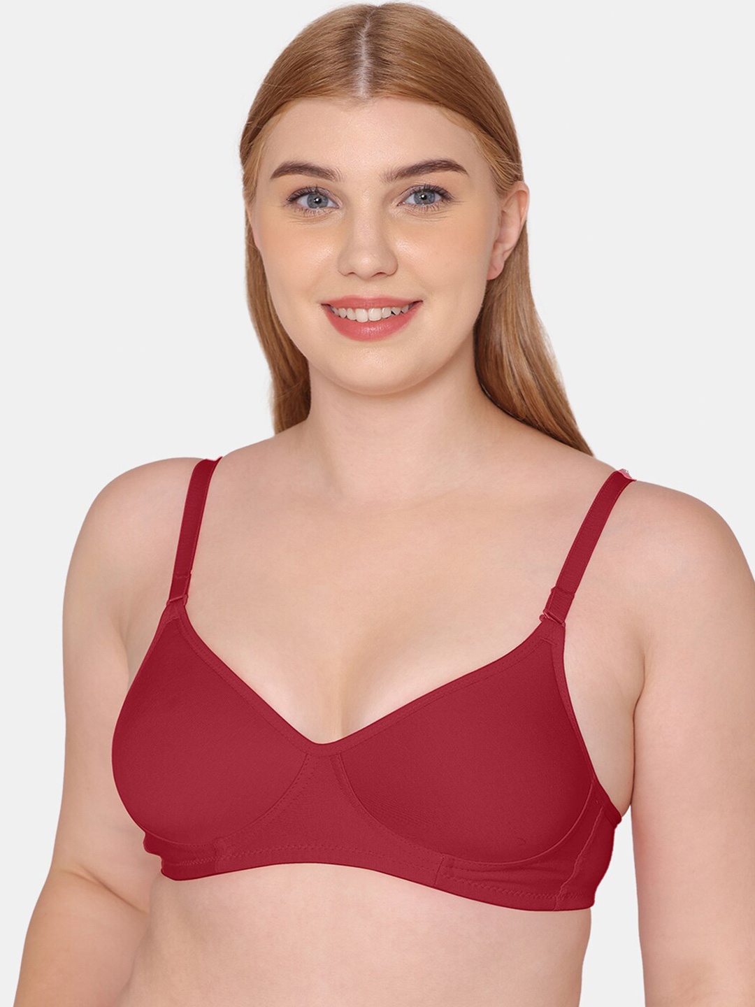 

KOMLI Full Coverage Lightly Padded Cotton T-shirt Bra With All Day Comfort, Maroon