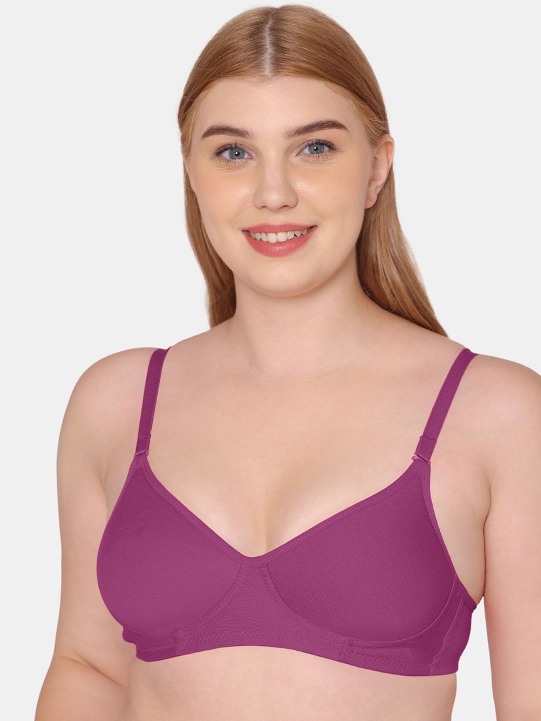 

KOMLI Full Coverage Lightly Padded Cotton T-shirt Bra With All Day Comfort, Magenta