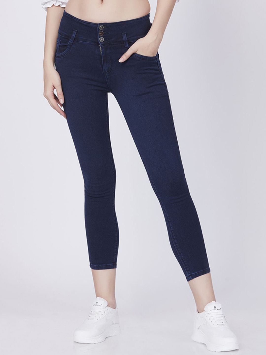 

Blum Denim Women Skinny Fit Low-Rise Clean Look Cotton Stretchable Jeans, Navy blue