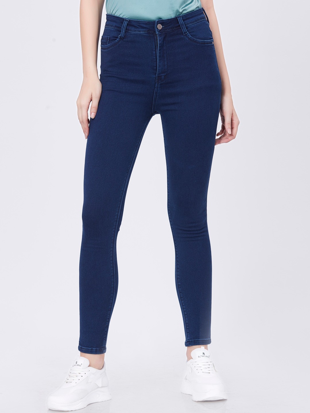 

Blum Denim Women Clean Look Dark Shade Skinny Fit High-Rise Cotton Stretchable Jeans, Navy blue