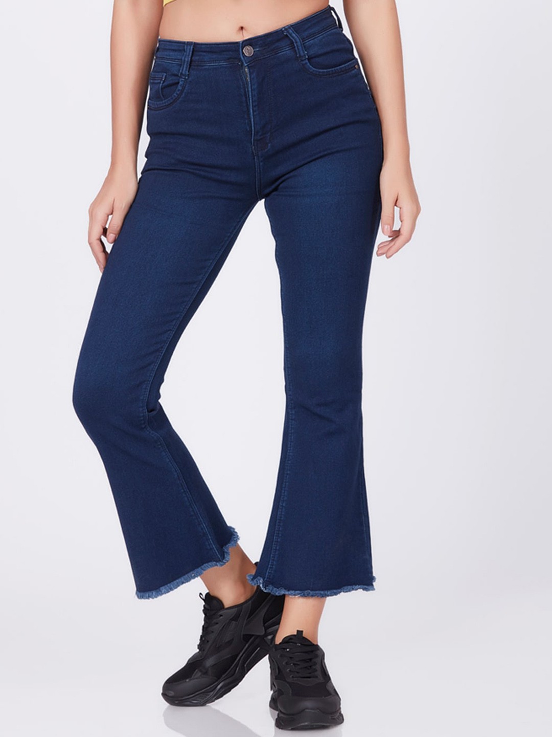 

Blum Denim Women Clean Look Dark Shade Skinny Fit High-Rise Cotton Stretchable Jeans, Navy blue
