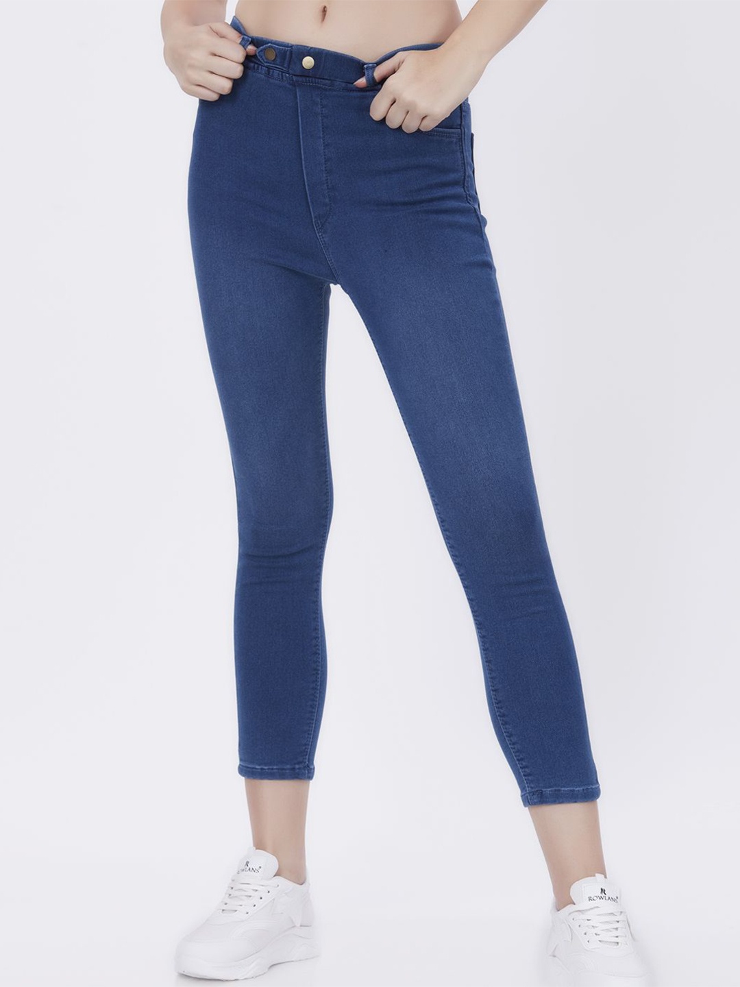

Blum Denim Women Skinny Fit Cropped Jeggings, Navy blue