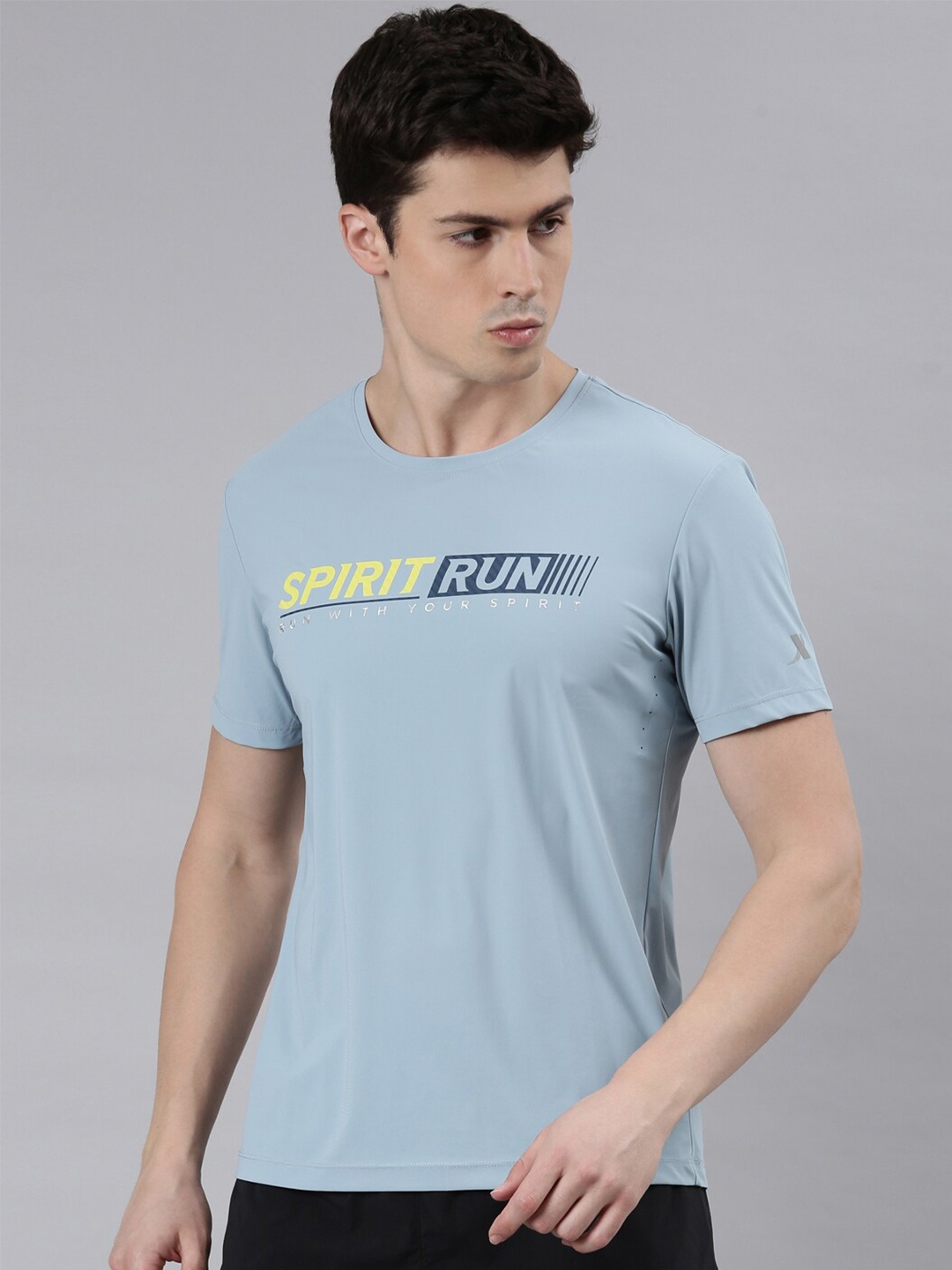 Xtep Typography Printed Round Neck Short Sleeves Sports T-shirt, Blue
