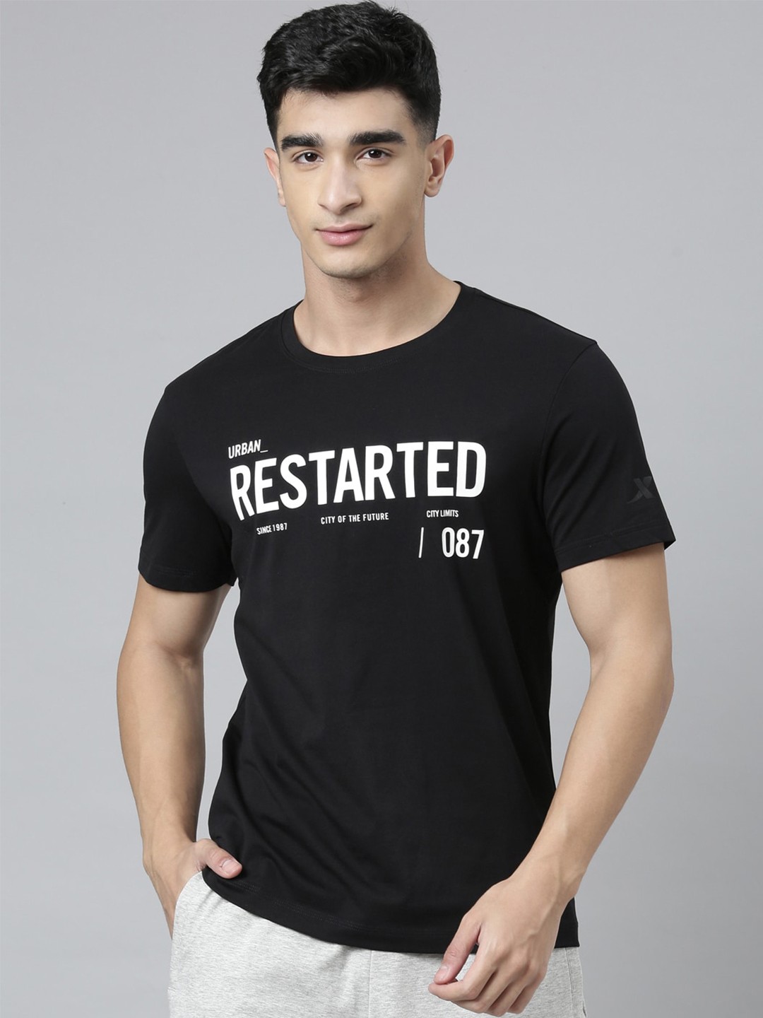 

Xtep Typography Printed Round Neck Short Sleeves Sports T-shirt, Black