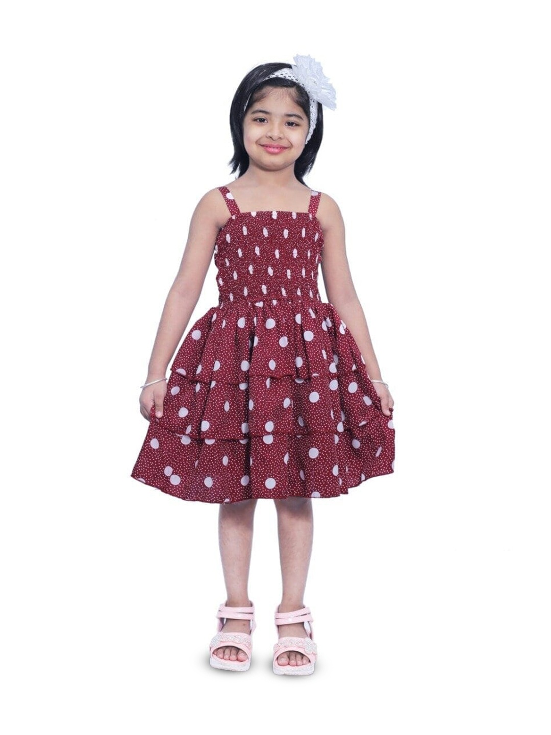 

BAESD Girls Polka Dots Printed Crepe Fit & Flare Dress, Red