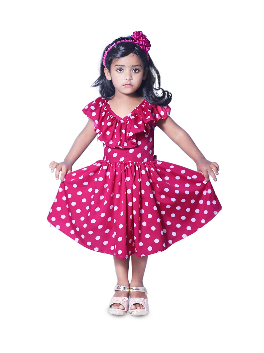 

BAESD Girls Polka Dot Printed Fit & Flare Dress, Pink