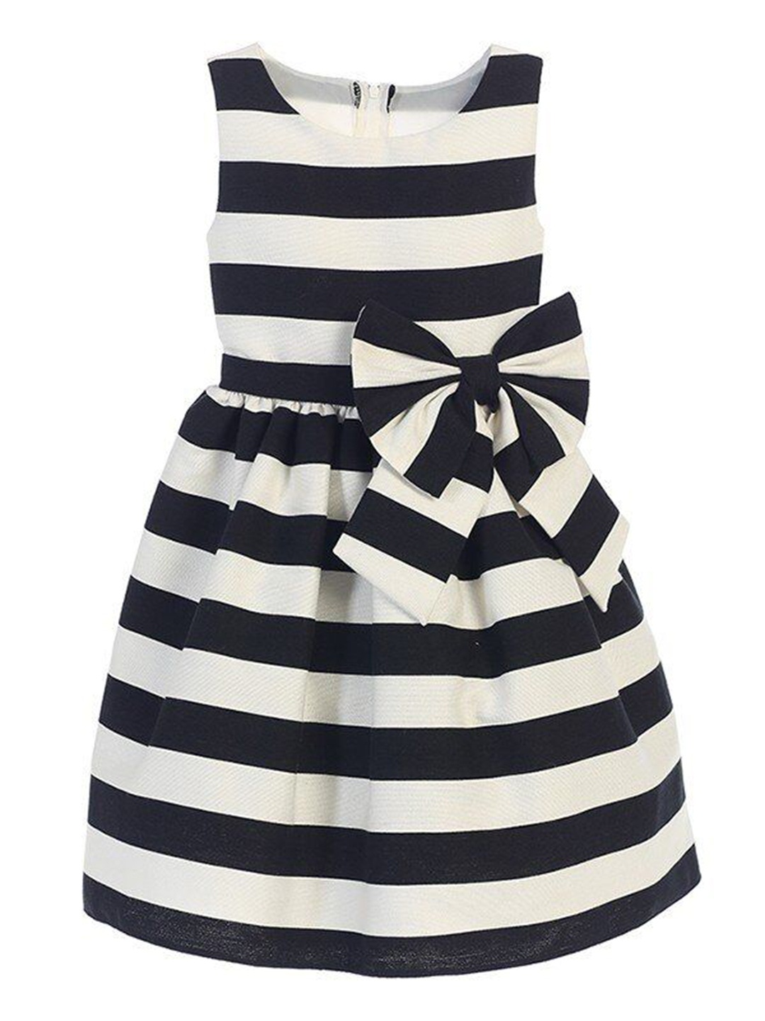 

BAESD Striped Crepe Fit & Flare Dress, Black