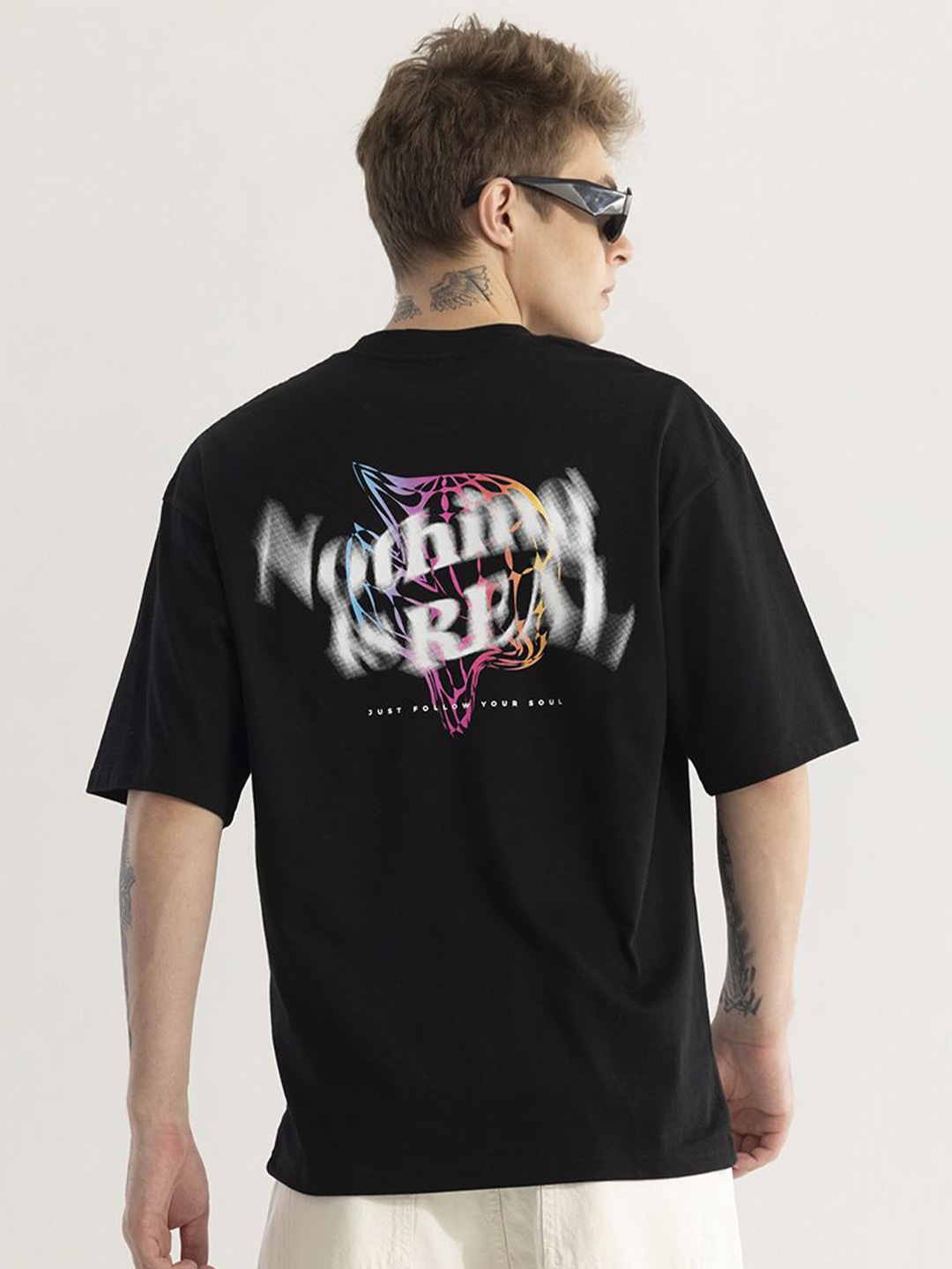 

Snitch Black Typography Printed Cotton Slim Fit T-shirt