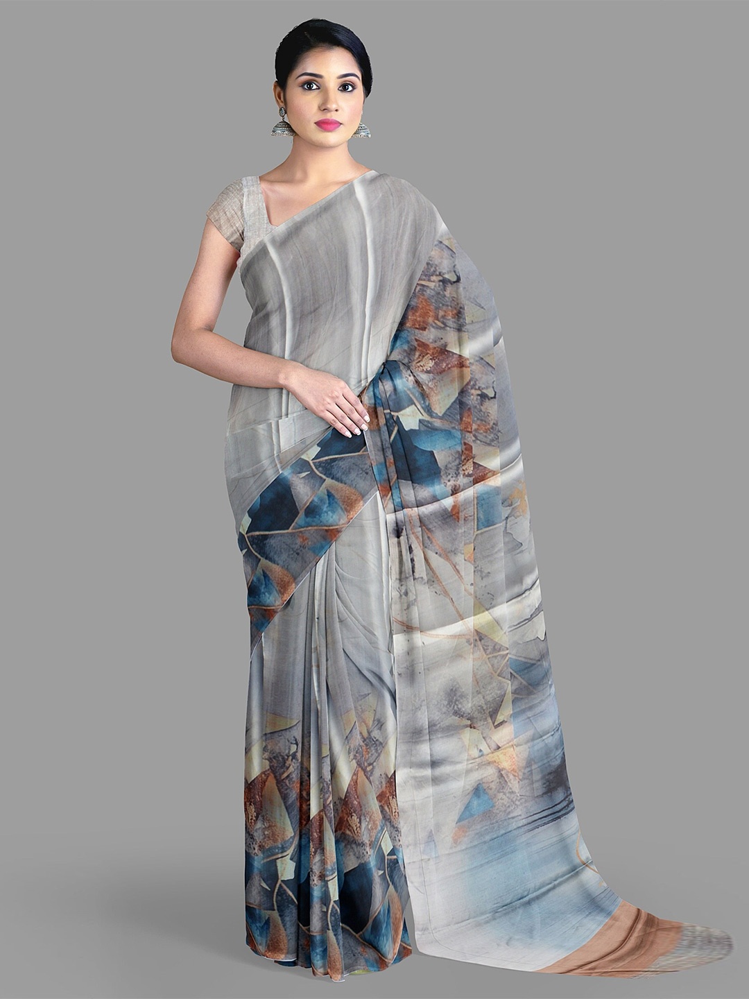 

The Chennai Silks Satin Saree, Grey