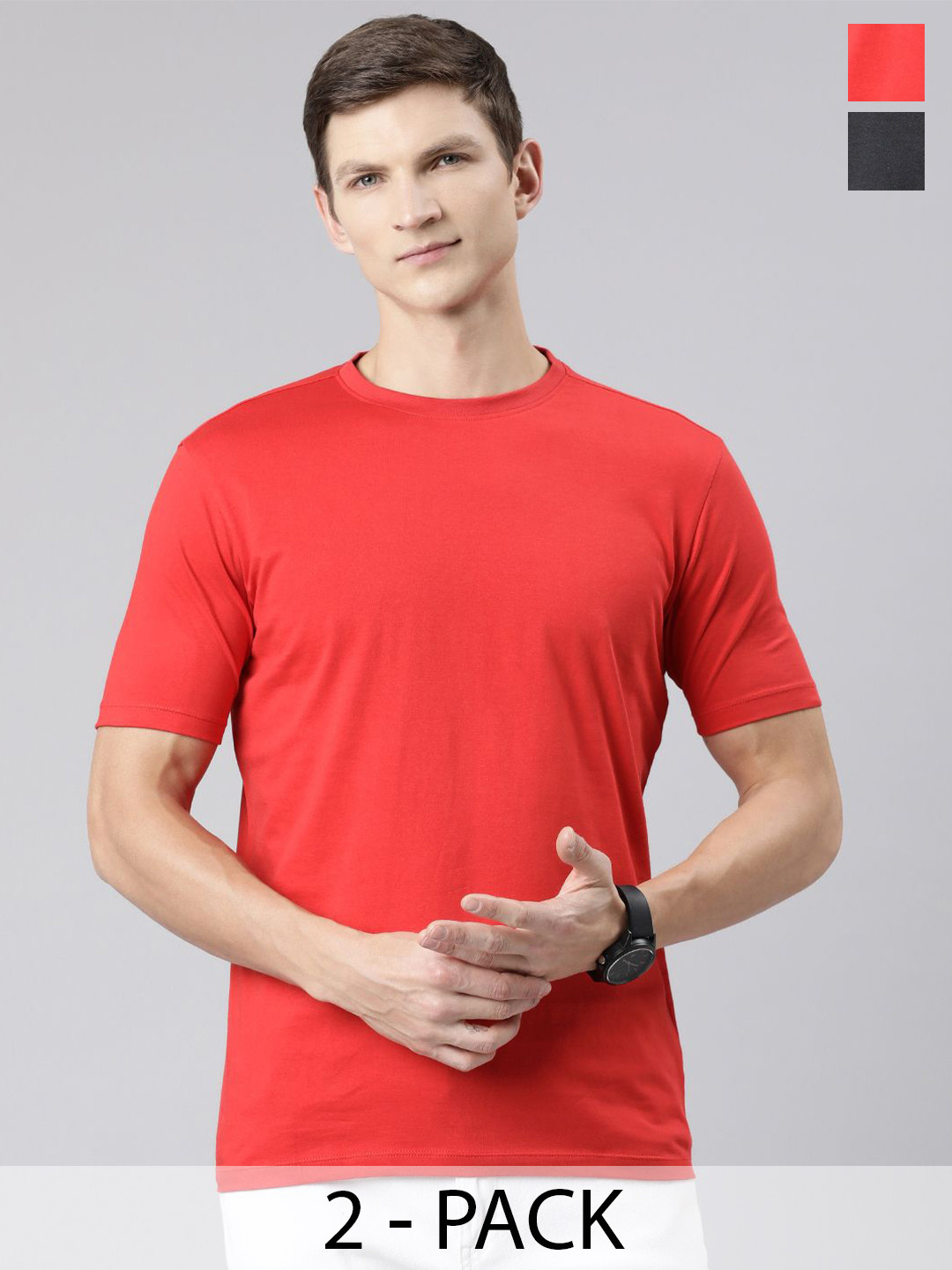 

Huetrap Pack Of 2 Pure Cotton T-shirts, Red